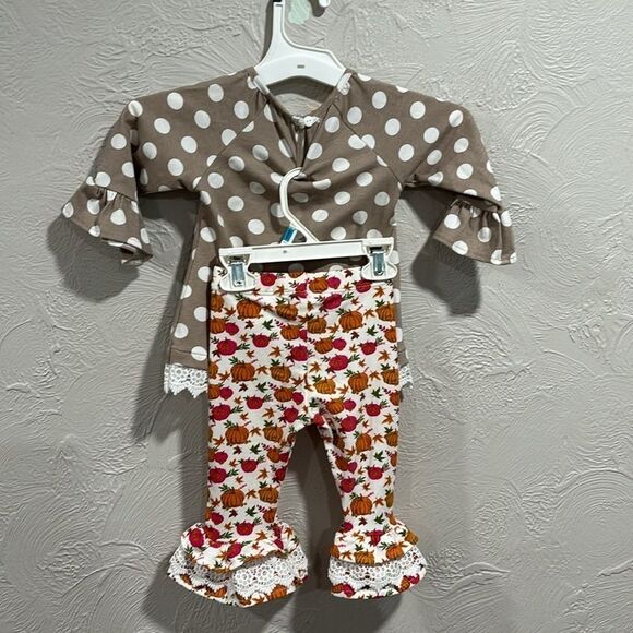 Rare Editions 2 Piece Holiday Fall Outfit Size 12 Months - Picture 4 of 6